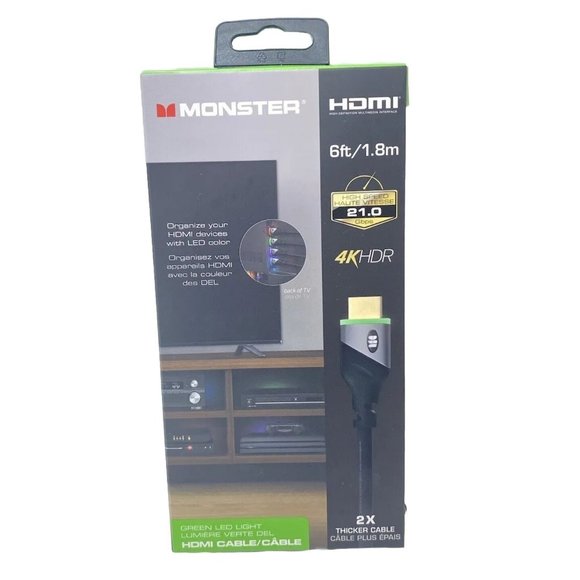 Brand New Monster Purple LED Light HDMI Cable 4k 6Ft HDR - Picture 1 of 6